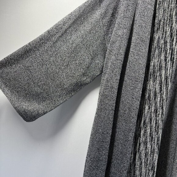 Chicos Women's Sweater Open Cardigan Long Medium Black Gray Lightweight Knit 3/4 - Picture 3 of 7